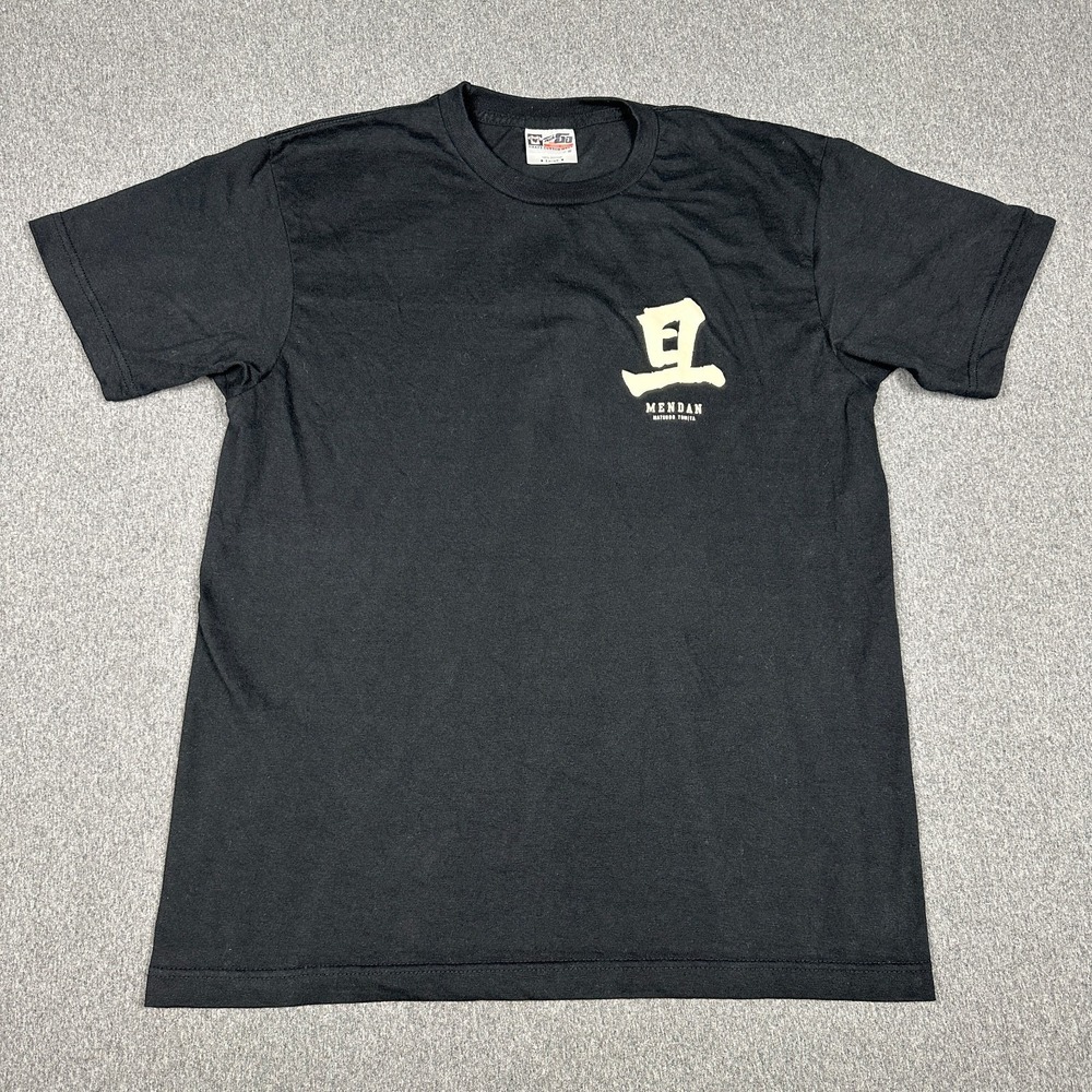 MENDAN Japanese Koi Fish Kanji Graphic T-Shirt Mens Large Black Cotton Tee